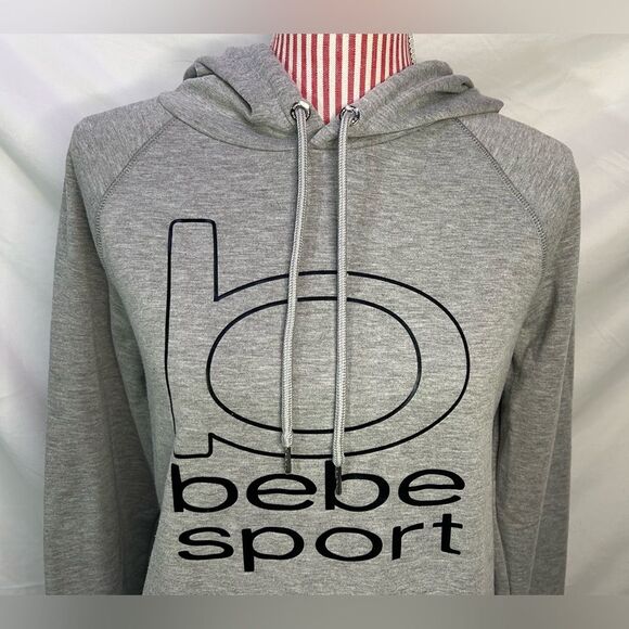 Bebe Y2K Hoodie Gray Streetwear Sport Activewear Athleisure Soft Cozy Sz Large - Picture 2 of 11